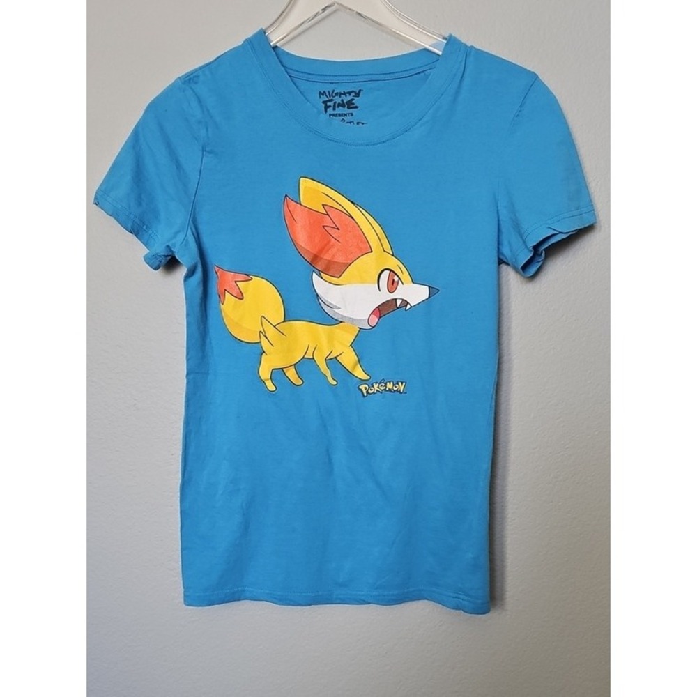 Mighty Fine Pokemon Fennekin Graphic T Shirt Kids Large Blue Short Sleeve Cotton